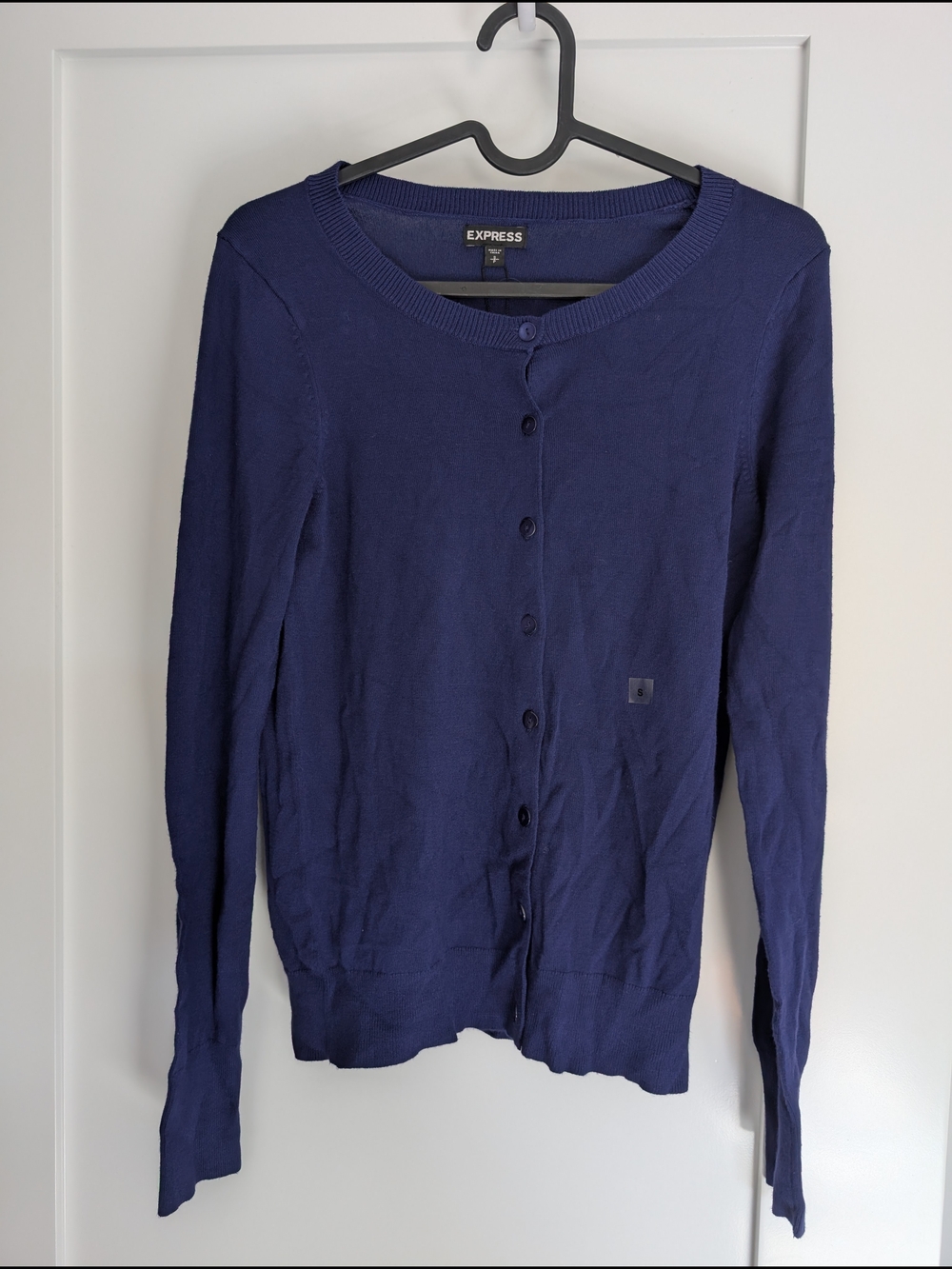 Express Cardigan Navy Blue Button-Up Sweater, Small